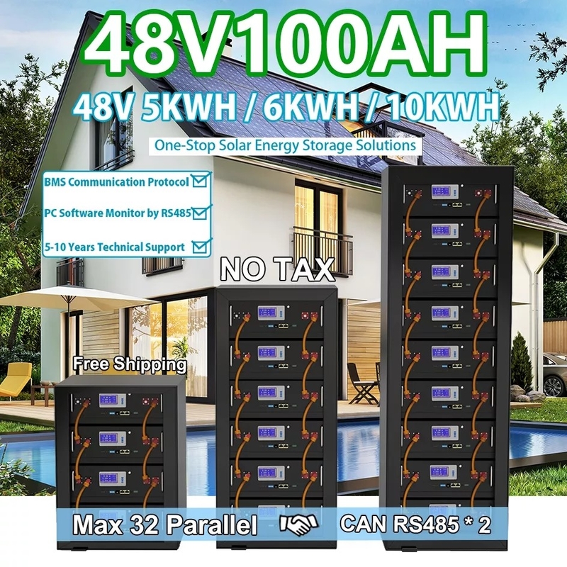 5KW 10KW Solar Energy Storage Systems LiFePO4 Lithium Ion Phosphate Battery Pack 12V 48V 100Ah