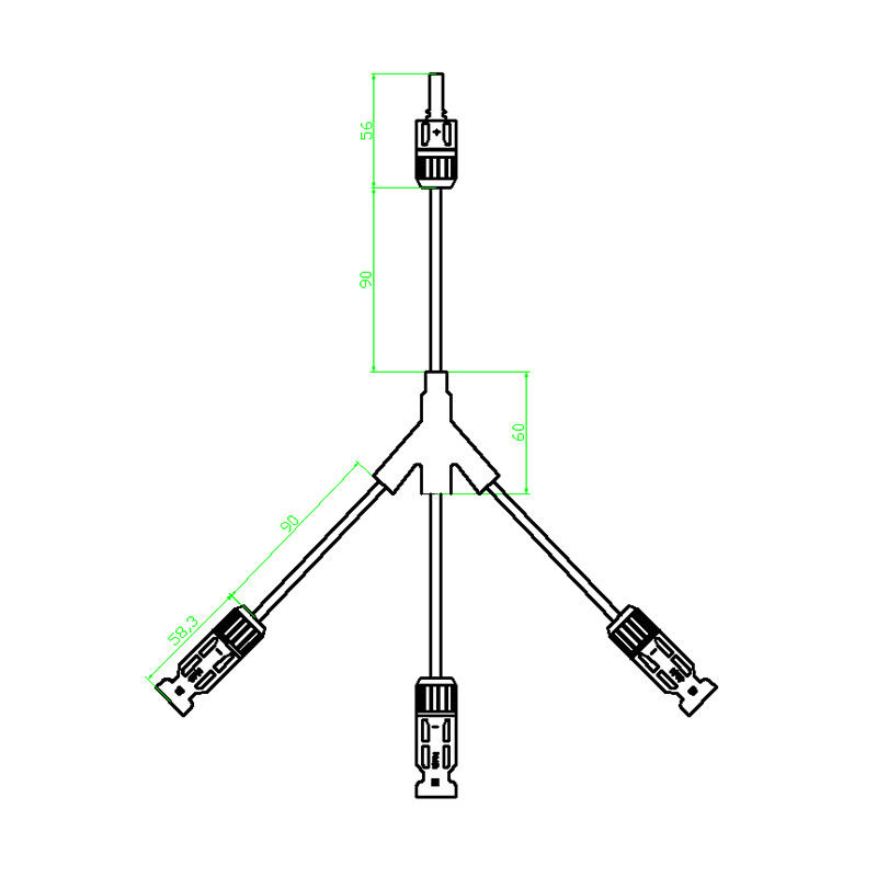 3 To 1 MC4 Connector Multi Branch Quick Assembling for Power Station