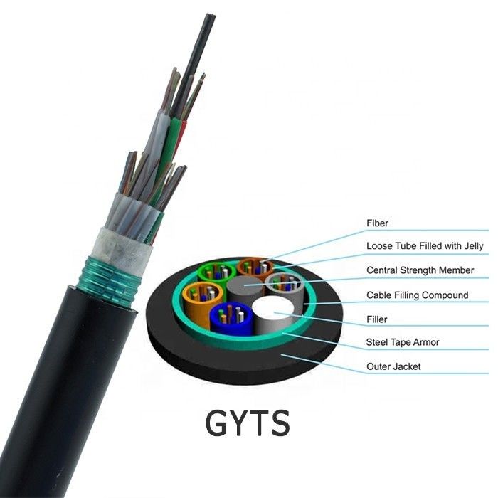 12 24 48cores GYTS Loose Tube Fiber Optic Cable All Dielectric Self Support