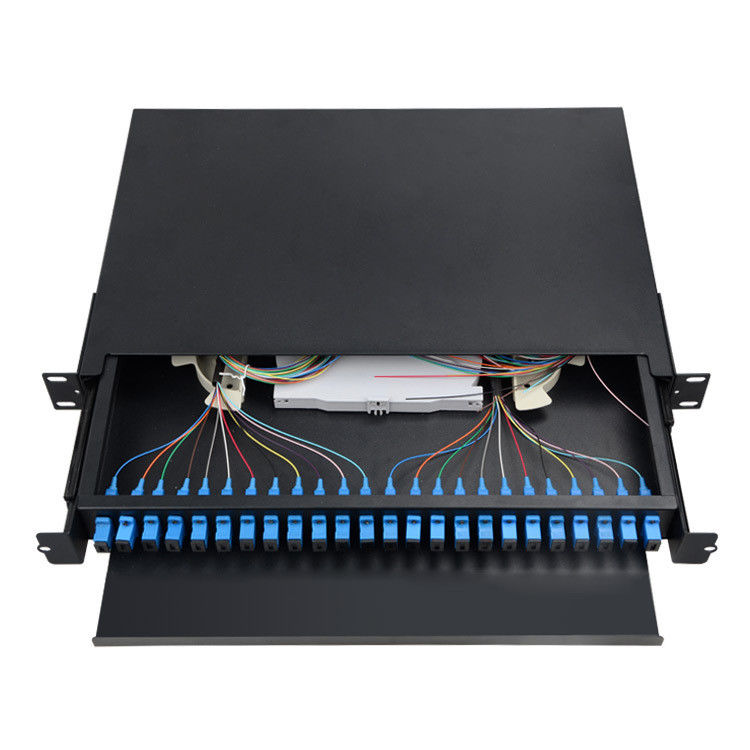 FTTH Fiber Optic Patch Panel ODF 48 Port 19 Inch Slide Rail Rack Mount Drawer