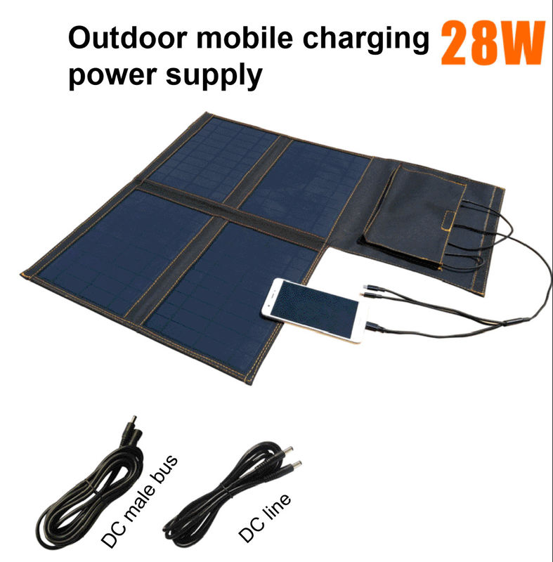 Camping 28W 24W Small Portable Waterproof Folding Solar Panel 5V Outdoor Charging