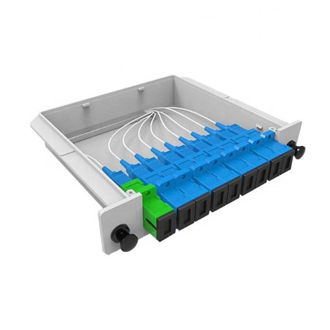 DIN 1X8-PLC SC/UPC Fiber Optic PLC Splitter 1*8 Type 1260nm-1650nm Wavelength