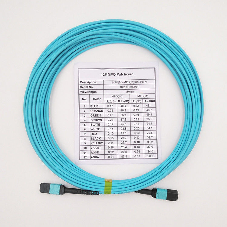 Hochiry MPO / MTP Trunk Cable 12 Fibers Type B Multimode OM4 Fiber Patch Cord
