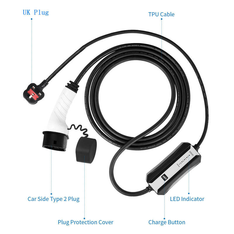 16A Type 2 Portable Electric Car Charger  CCS Combo 2 Fast Charger